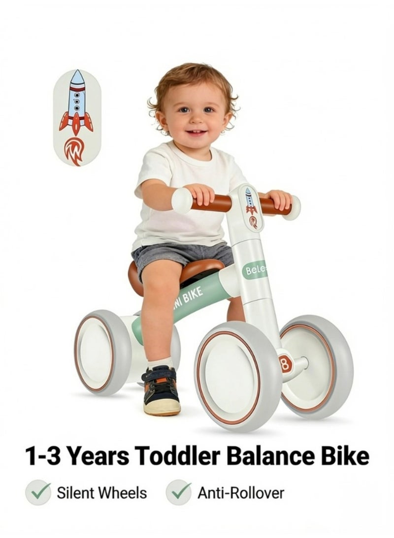 بيليف عربات المشي للأطفال، دراجات الأطفال، دراجات التوازن للأطفال، دراجات ثلاثية العجلات للأطفال، دراجة توازن للأطفال الصغار من عمر سنة إلى سنتين، دراجة أولى للمبتدئين للفتيات والفتيان من عمر 10 إلى 24 شهراً، دراجة مشي خفيفة الوزن بدون دواسات مزودة بـ 4 عجلات صامتة، حد توجيه آمن بزاوية 135 درجة، مقعد عريض ناعم - Image 1